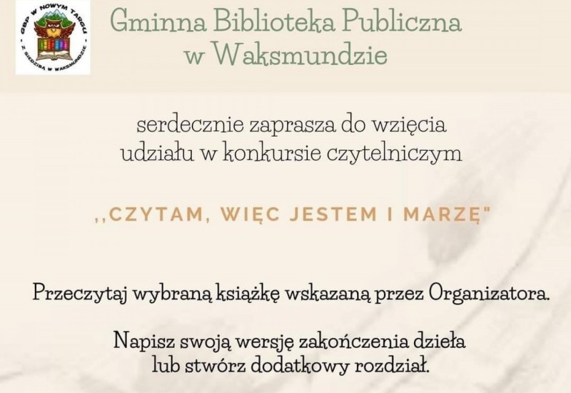 Gminny Konkurs Czytelniczo-Literacki  "Czytam, więc jestem i marzę"