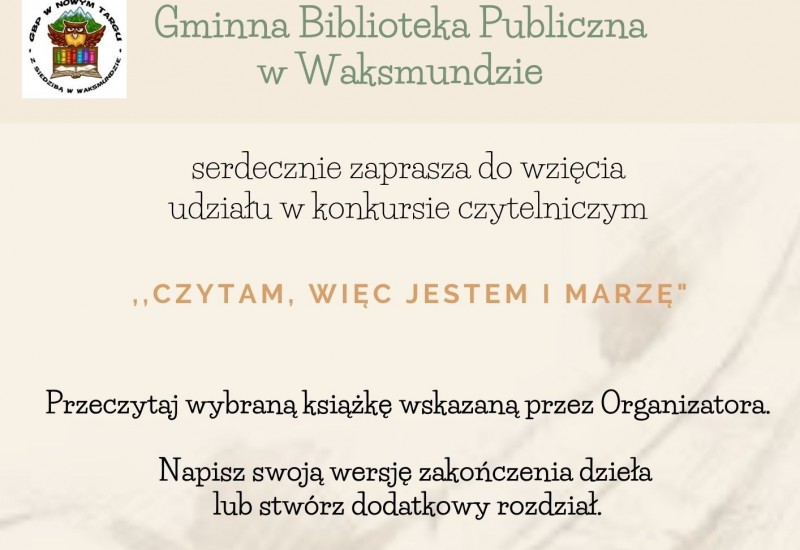 Gminny Konkurs Czytelniczy "Czytam, więc jestem i marzę"